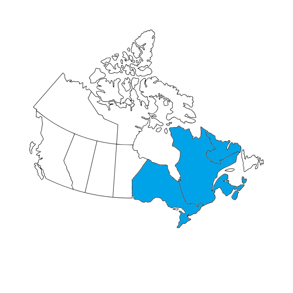Québec, Ontario, Nouveau-Brunswick, Nouvelle-Écosse, Ile du Prince Edouard et Labrador